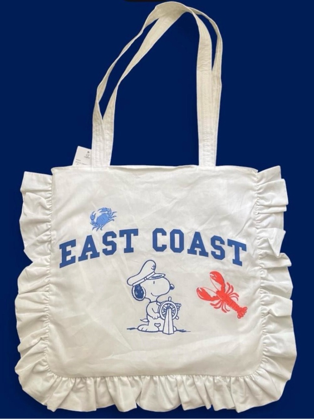 White East Coast Snoopy Tote bag with ruffles